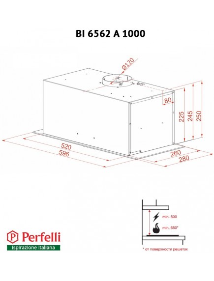 Вытяжка Perfelli BI 6562 A 1000 BL LED GLASS