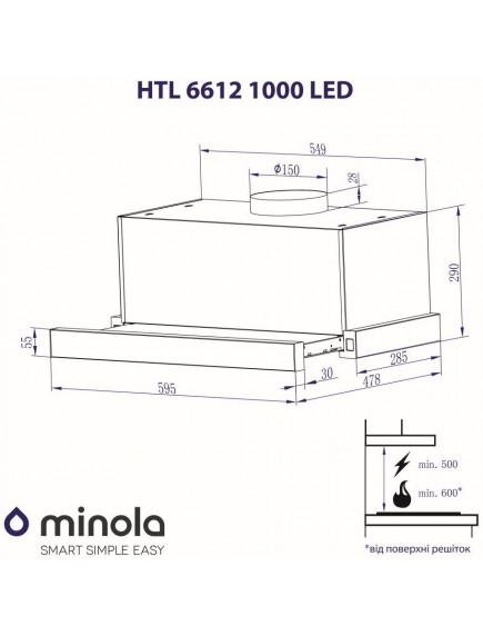 Вытяжка Minola HTL 6612 I 1000 LED