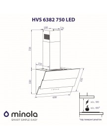 Вытяжка Minola HVS 6682 BL 1000 LED черный