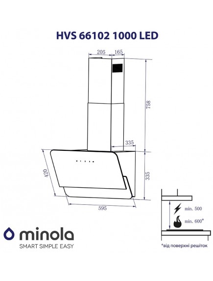 Вытяжка Minola HVS 66102 BL 1000 LED черный