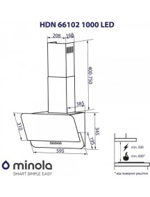 Вытяжка Minola HDN 66102 BL 1000 LED 
