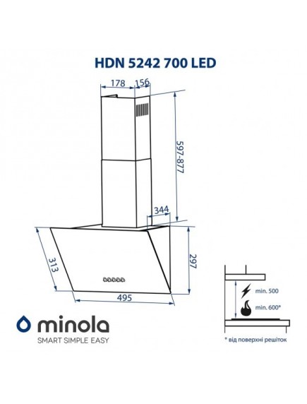 Вытяжка Minola HDN 5242 BL 700 LED