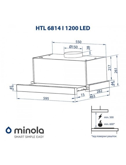 Вытяжка Minola HTL 6814 I 1200 LED