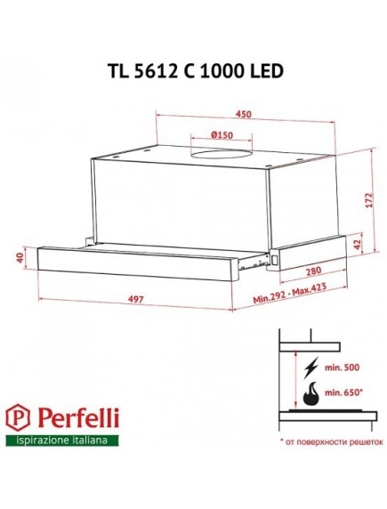 Вытяжка Perfelli TL 5612 C S/I 1000 LED