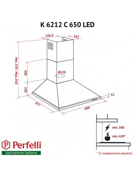 Вытяжка Perfelli K 6212 C BL 650 LED