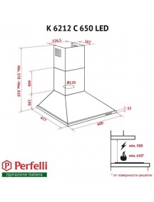 Вытяжка Perfelli K 6212 C INOX 650 LED