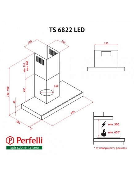 Вытяжка Perfelli TS 6822 I/BL LED
