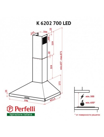 Вытяжка Perfelli K 6202 SG 700 LED