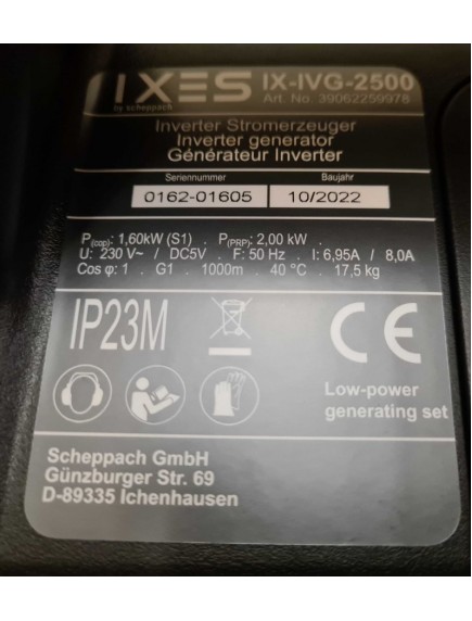 Электрогенератор Scheppach IX-IVG-2500 IXES