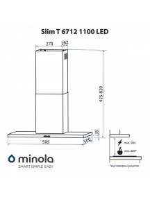 Вытяжка Minola Slim T 6712 BL 1100 LED