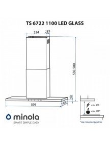 Вытяжка Minola TS 6722 BL 1100 LED GLASS