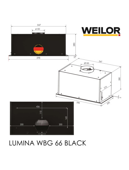 Вытяжка Weilor LUMINA WBG 66 BLACK Вытяжка Weilor LUMINA WBG 66 BLACK
