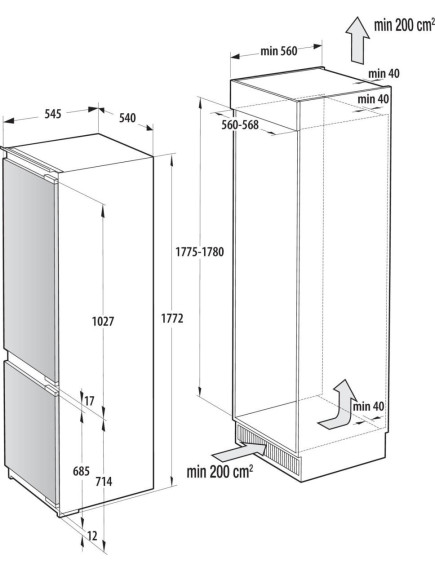 Встраиваемый холодильник Gorenje NRKI517E82WF
